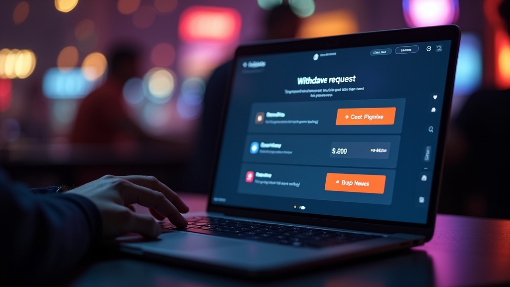 Ecrã de levantamento em andamento num portátil com painel de cashout
