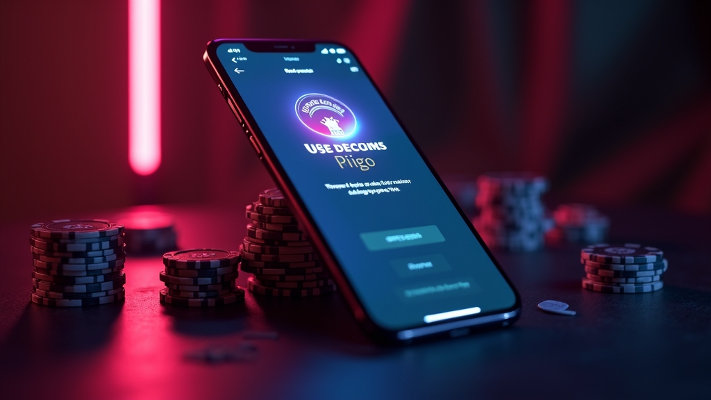iPhone com acesso iOS numa sala de casino escura e iluminada por néon