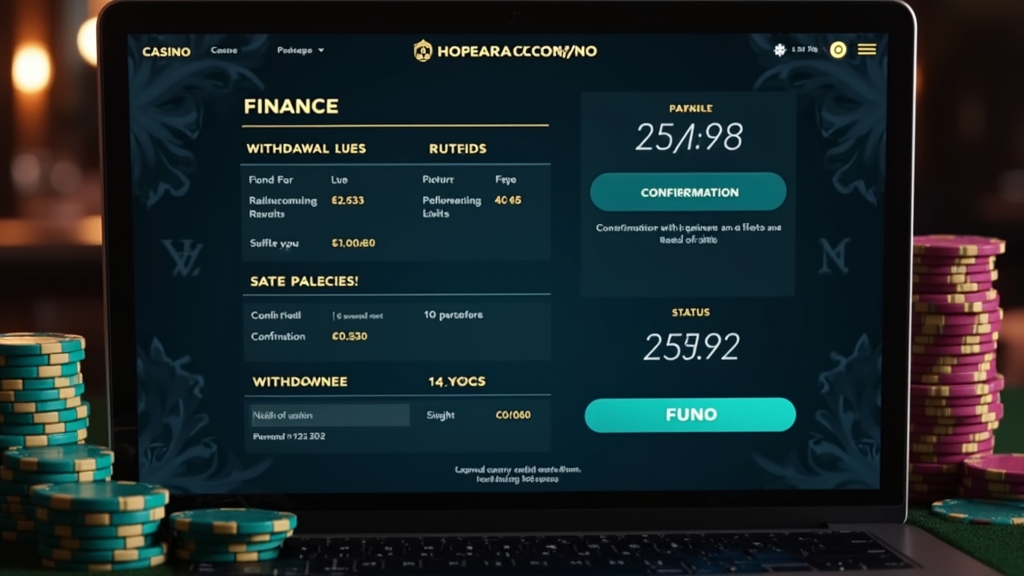 Painel de limites e prazos de saque com confirmação de pagamento no casino